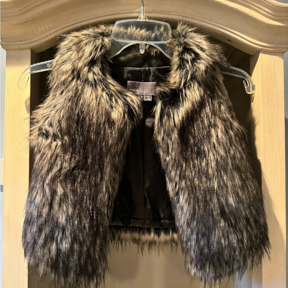 Size 3 grey faux fur Vince vest